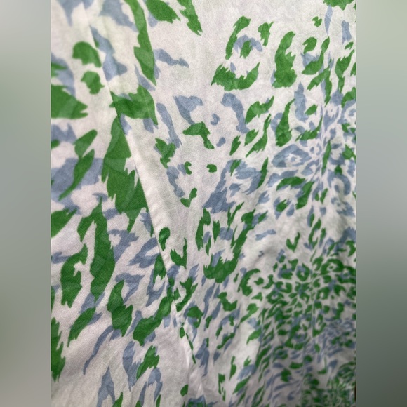 Oscar De La Renta Long Kaftan Tunic Dress Size Medium Printed Blue Green - Picture 5 of 8